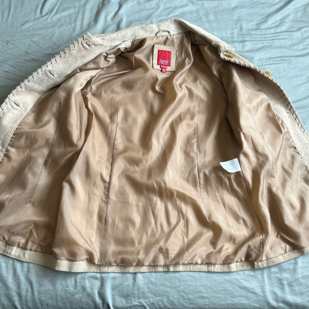 Esprit Beige Leather Jacket With Button Details - image 7